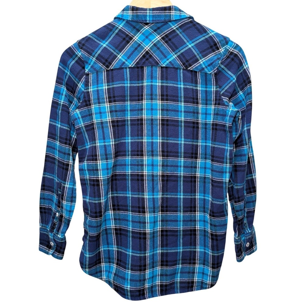 Woolrich Plaid Flannel Shirt Harley Davidson Patch Blue Black‎ White S - Picture 13 of 15